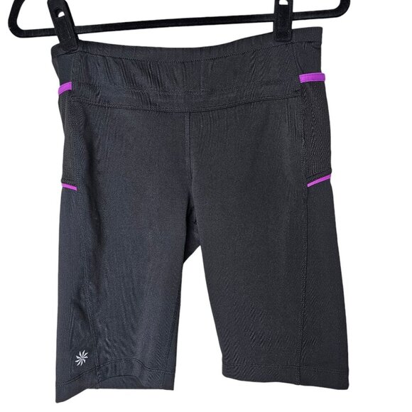 Athleta S Black Presto Bermuda Short Athletic Active Bike Pockets Gym Yoga Cycle - Picture 3 of 10